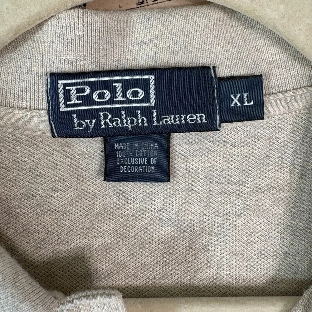 Polo Ralph Lauren Polo‎ Shirt Mens Size XL Beige Short Sleeve Casual Preppy